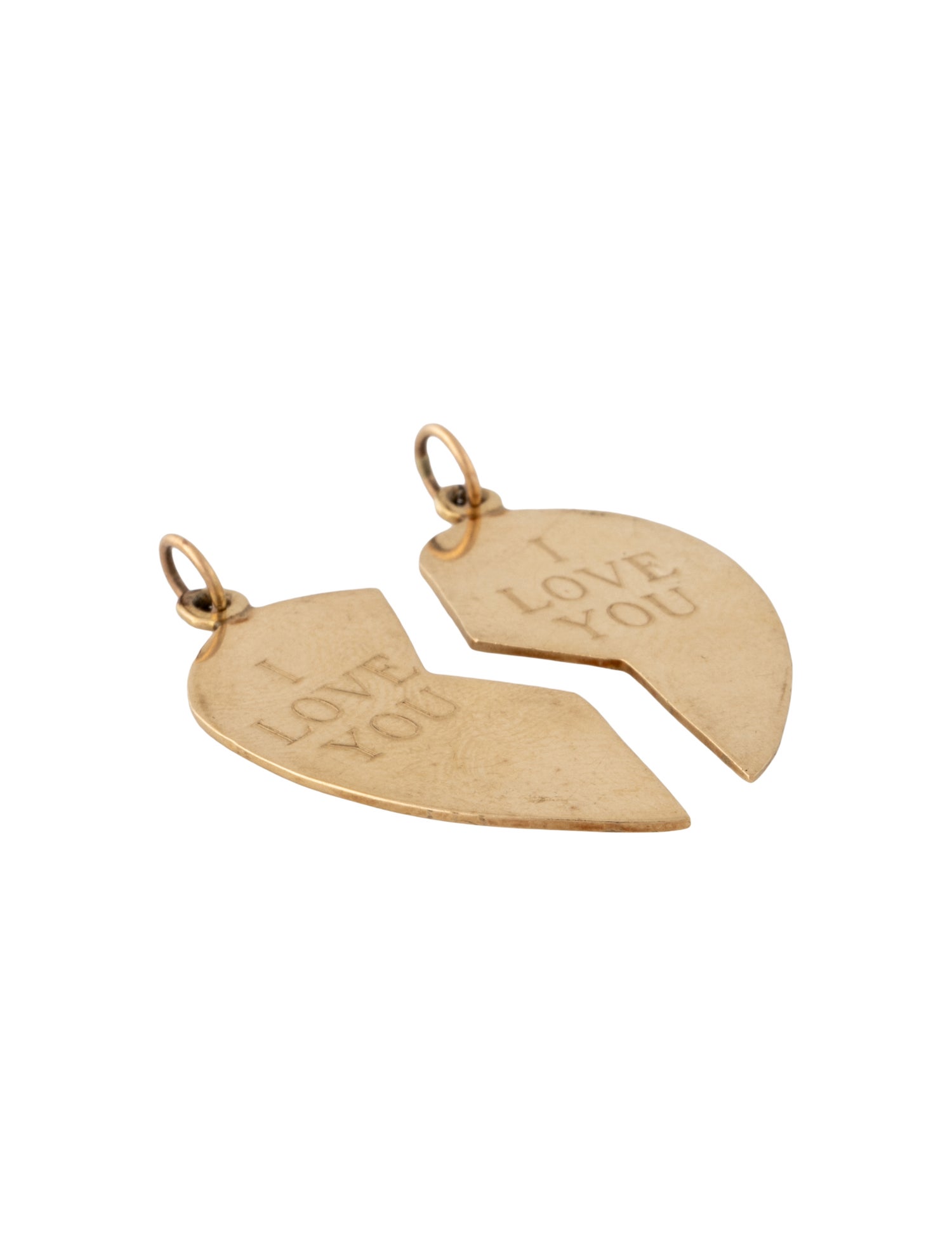 Pendant 14K 'I LOVE YOU' Two Halves Of Heart Necklace