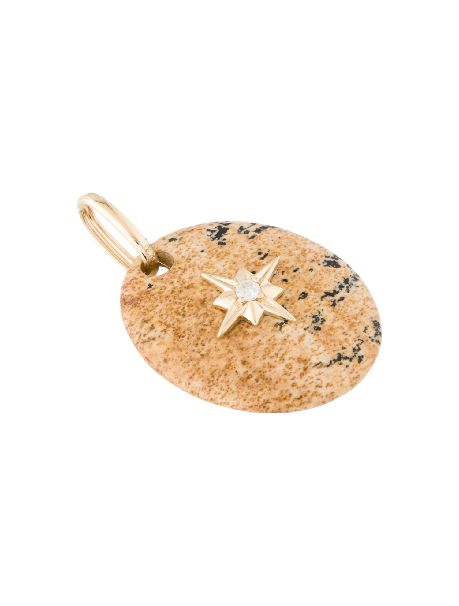 Pendant 14K Jasper & Diamond Star
