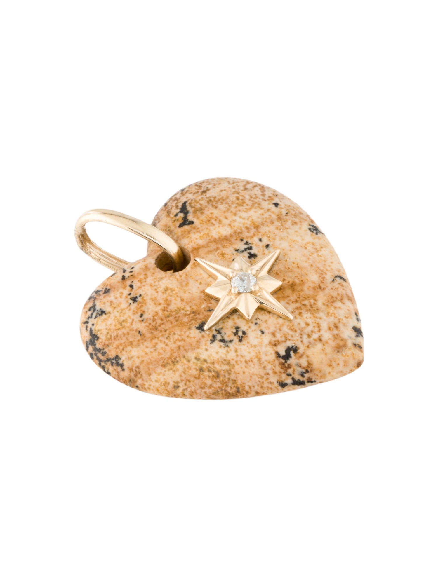 Pendant 14K Jasper & Diamond Heart