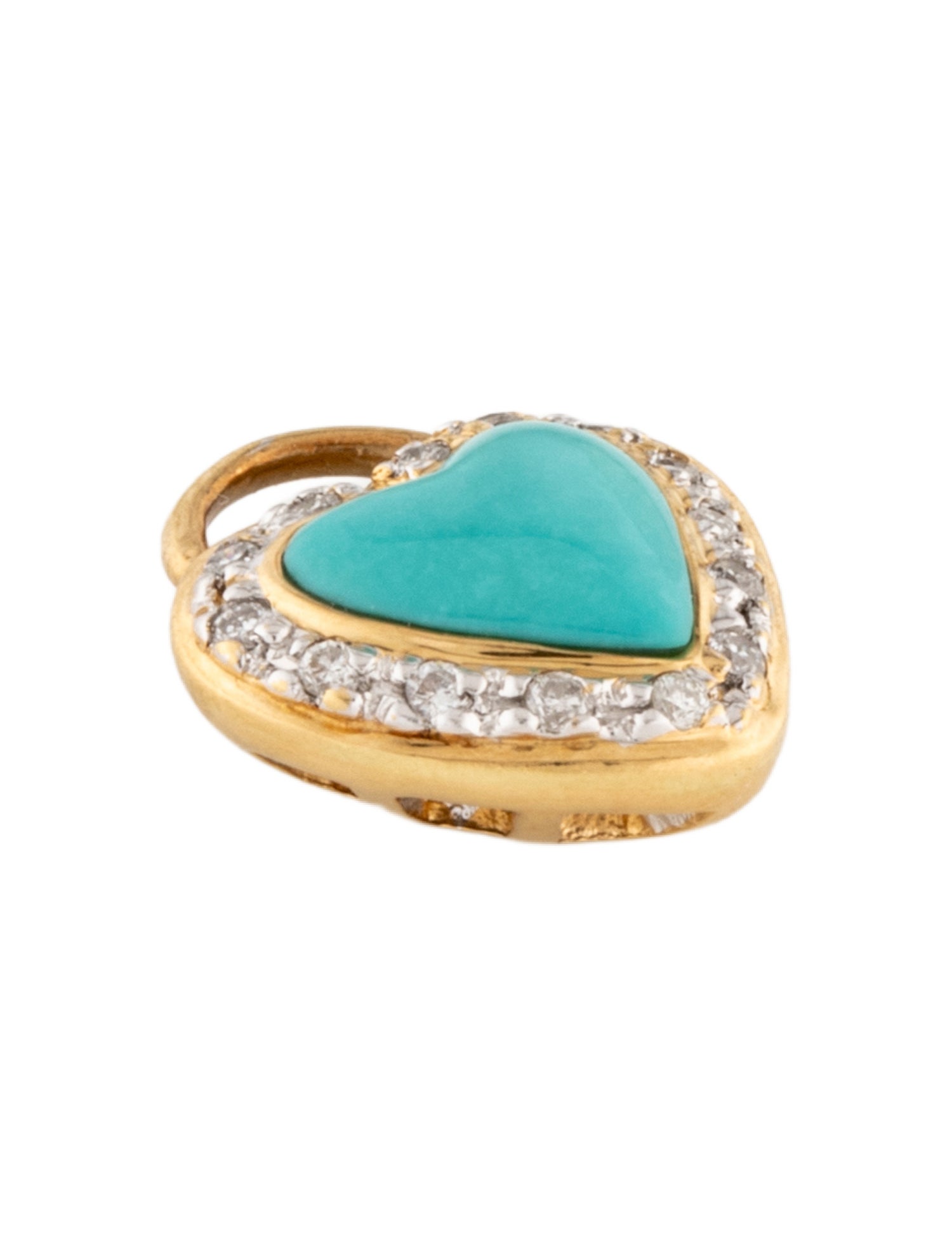 Pendant 18K Diamond & Turquoise Heart
