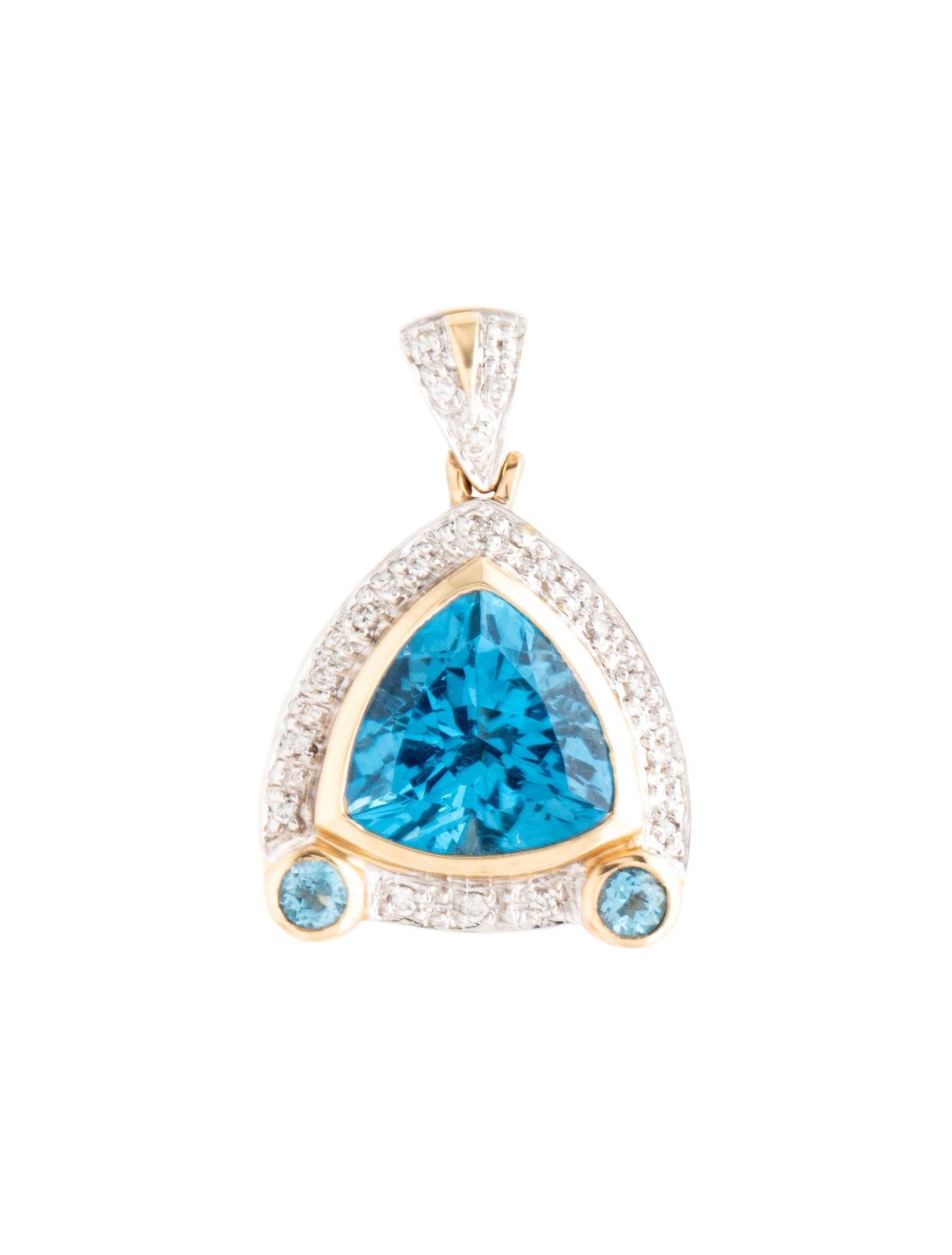 Pendant 14K 6.24ct Topaz & Diamond Triangle