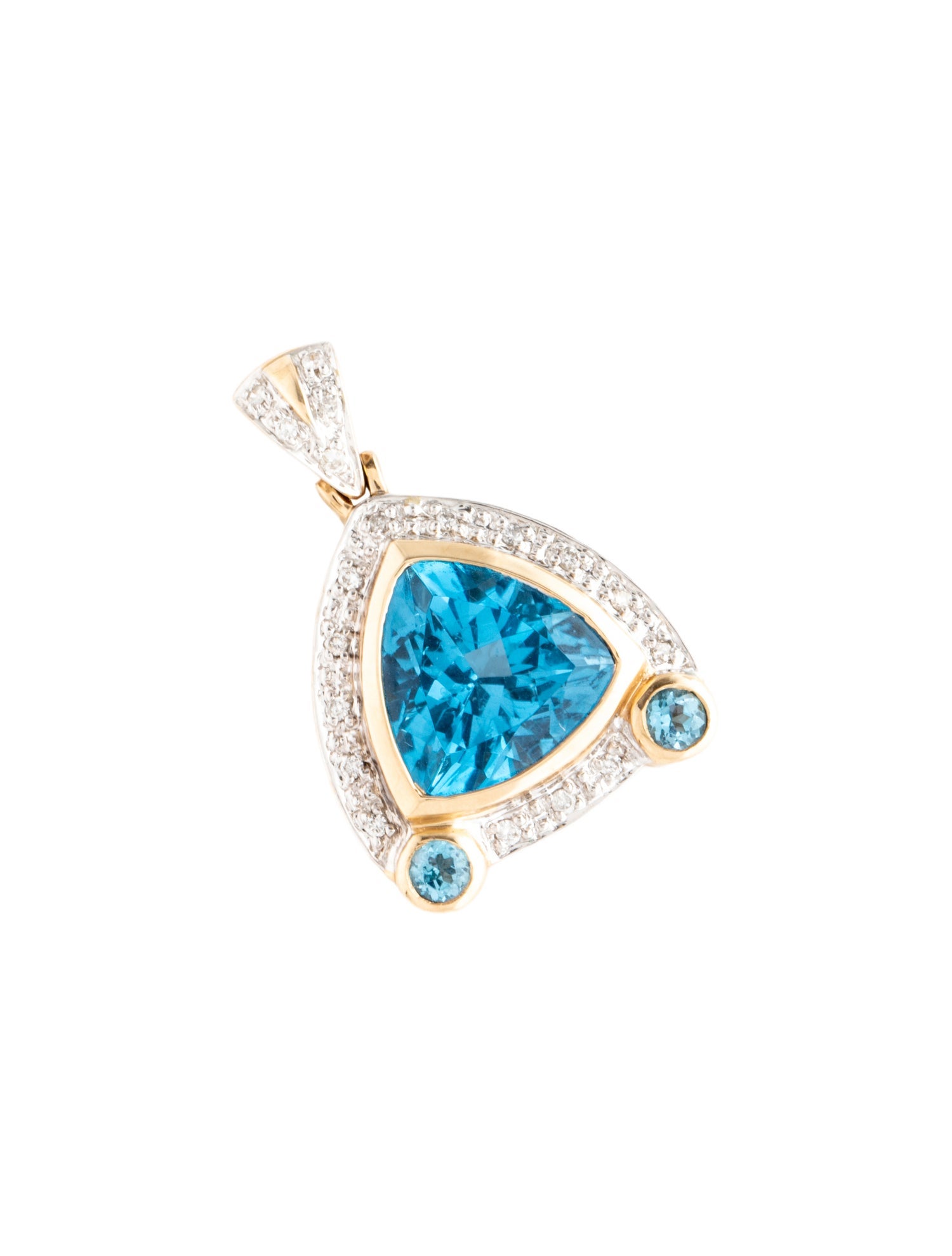 Pendant 14K 6.24ct Topaz & Diamond Triangle