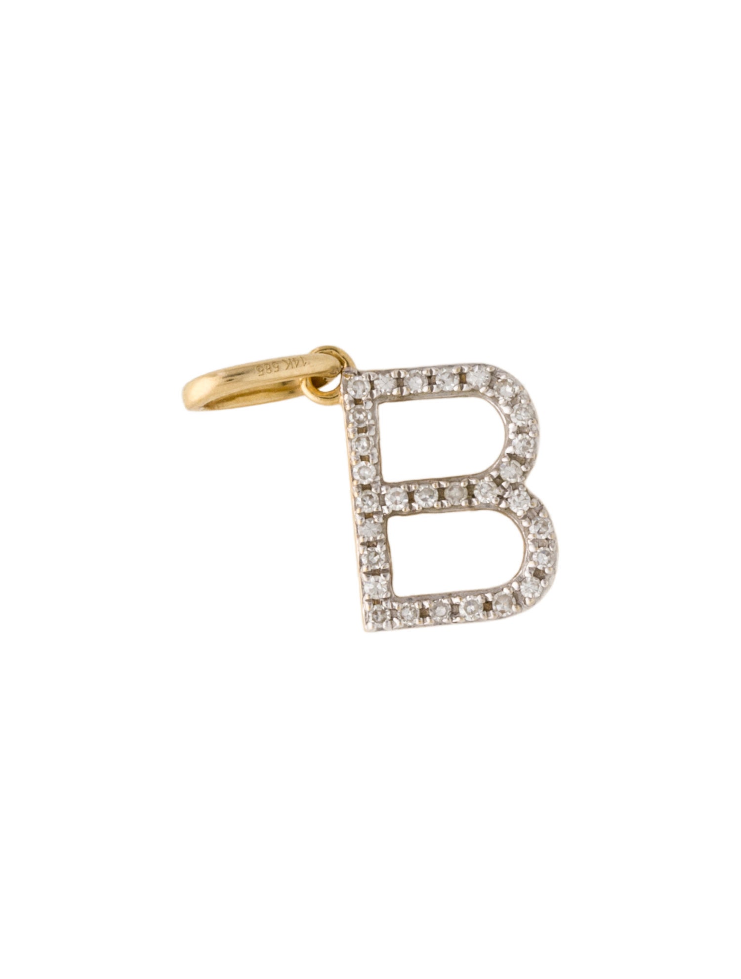 Pendant 14K 14K Diamond Initial 'B'