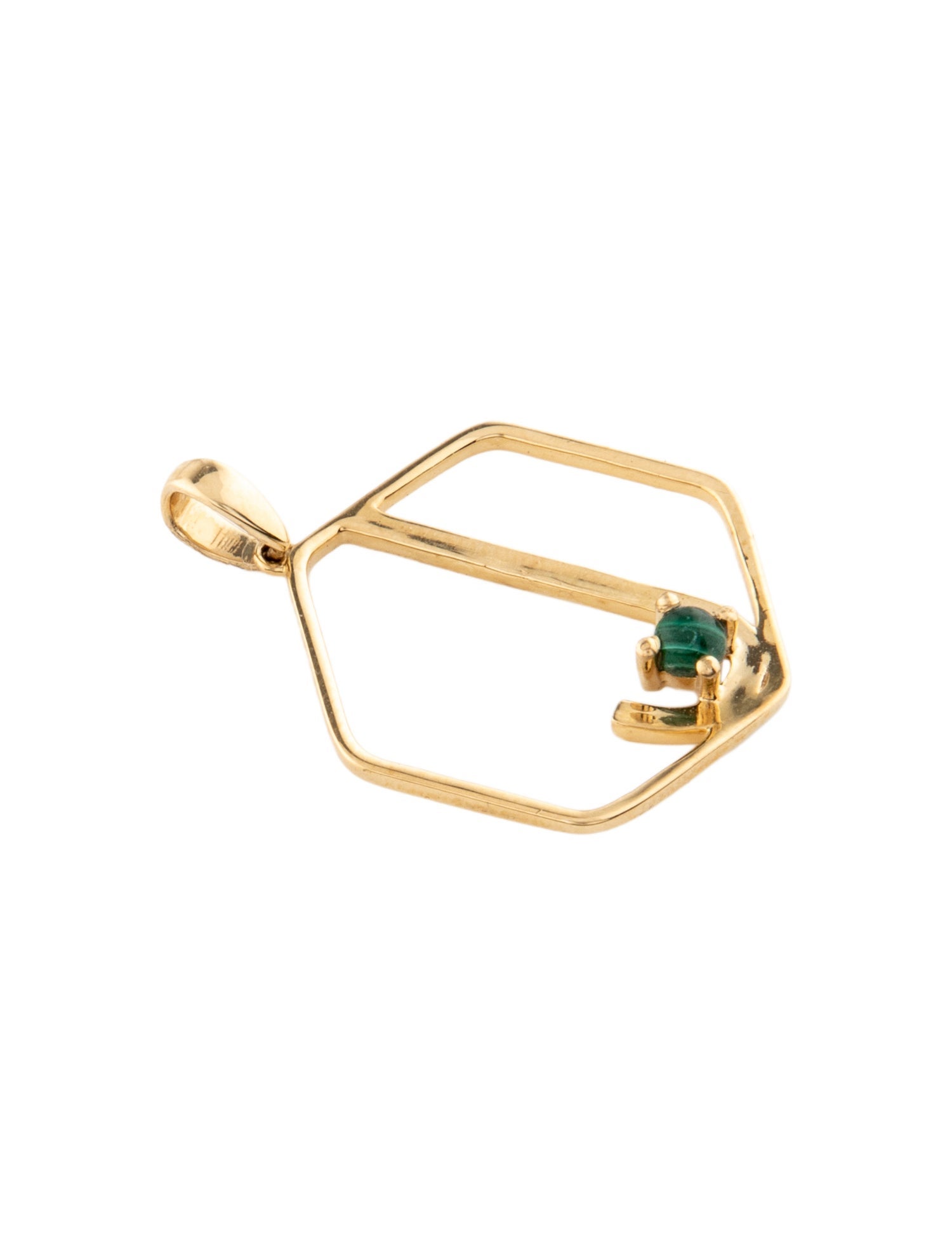 Pendant 18K Malachite Initial 'J' Hexagon
