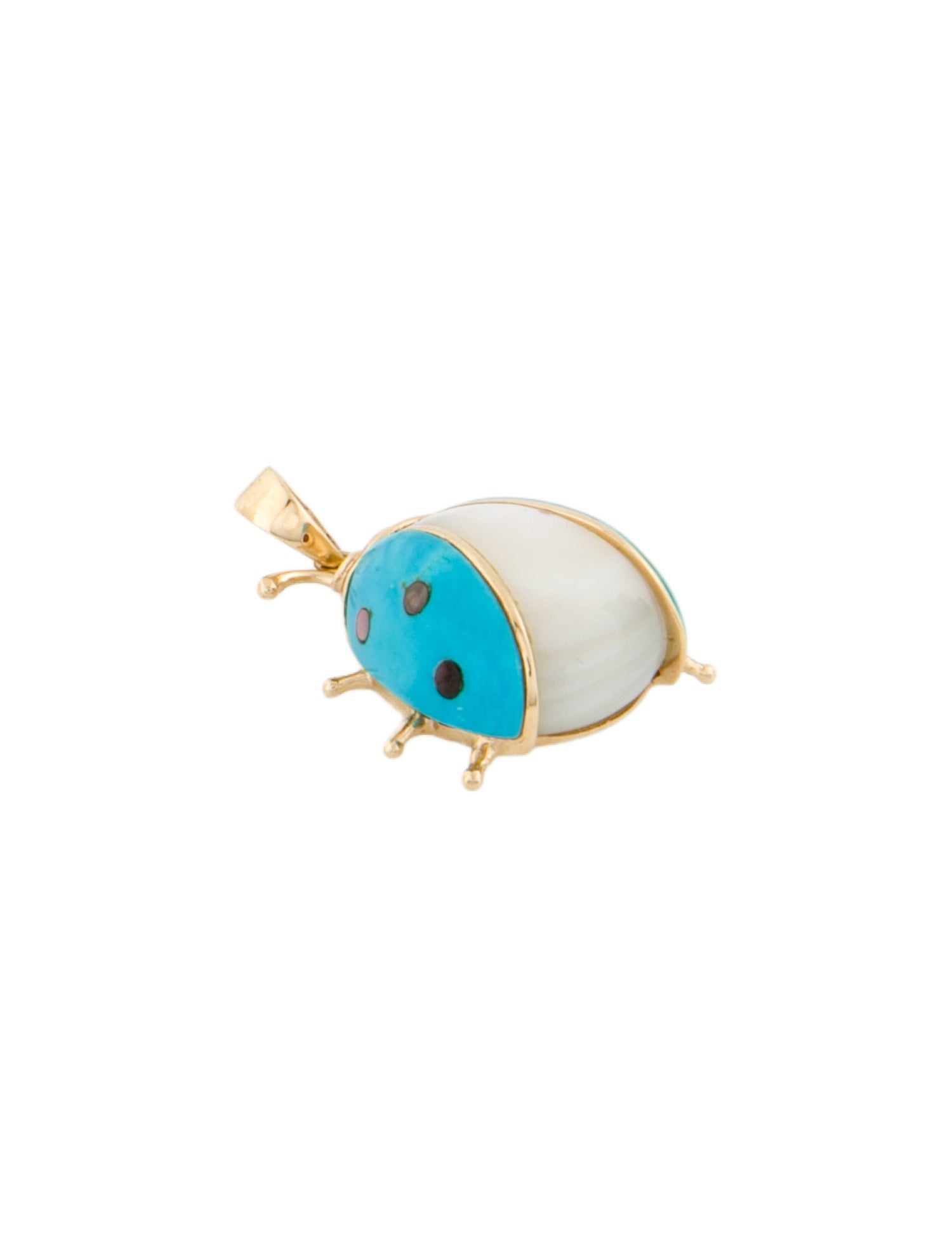 Pendant 14k Dyed Magnesite, Mother of Pearl & Ruby