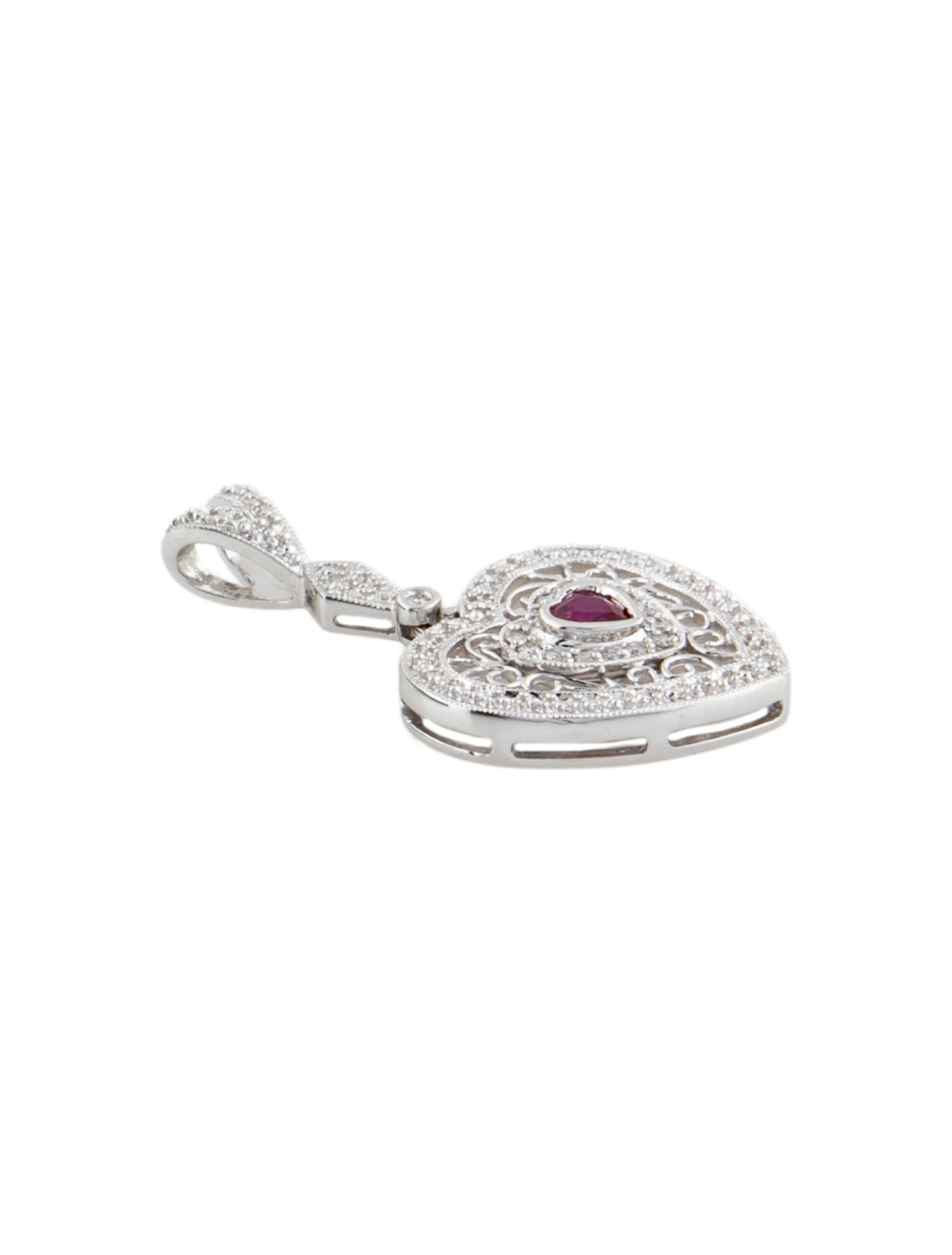 Pendant 14k Diamond & Ruby Heart
