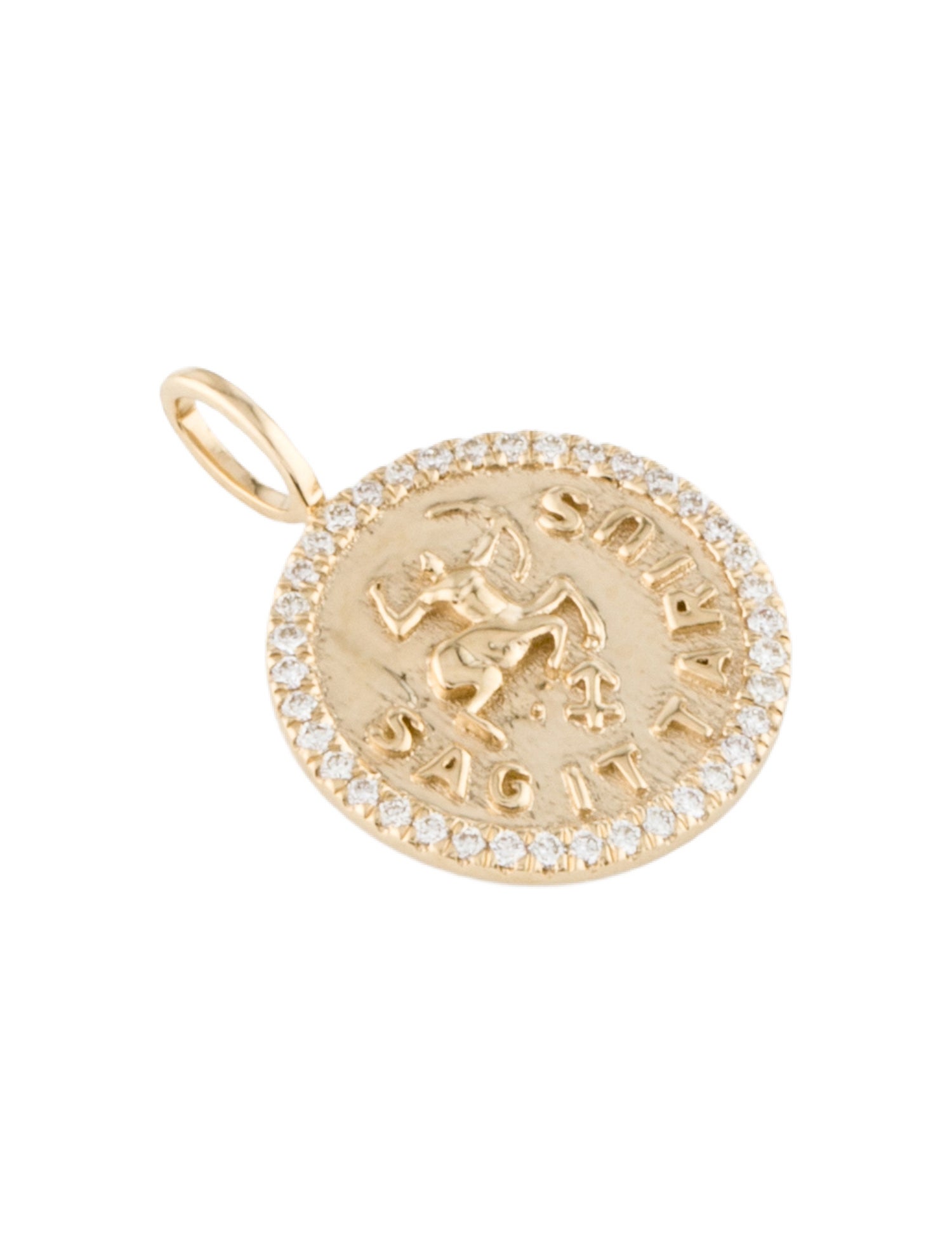 Pendant 14K Diamond Zodiac Sagittarius Medallion