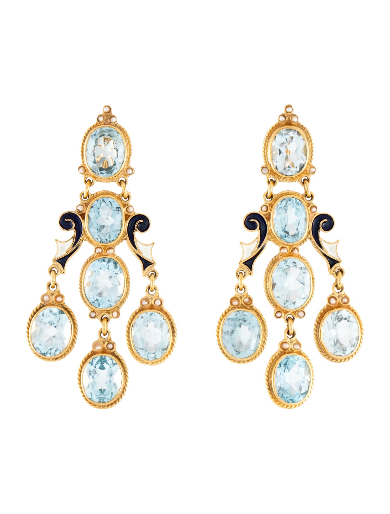 Percossi Papi Topaz, Pearl & Enamel Chandelier Earrings