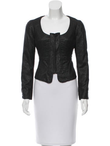 Peter Som Metallic-Accented Scoop Neck Jacket