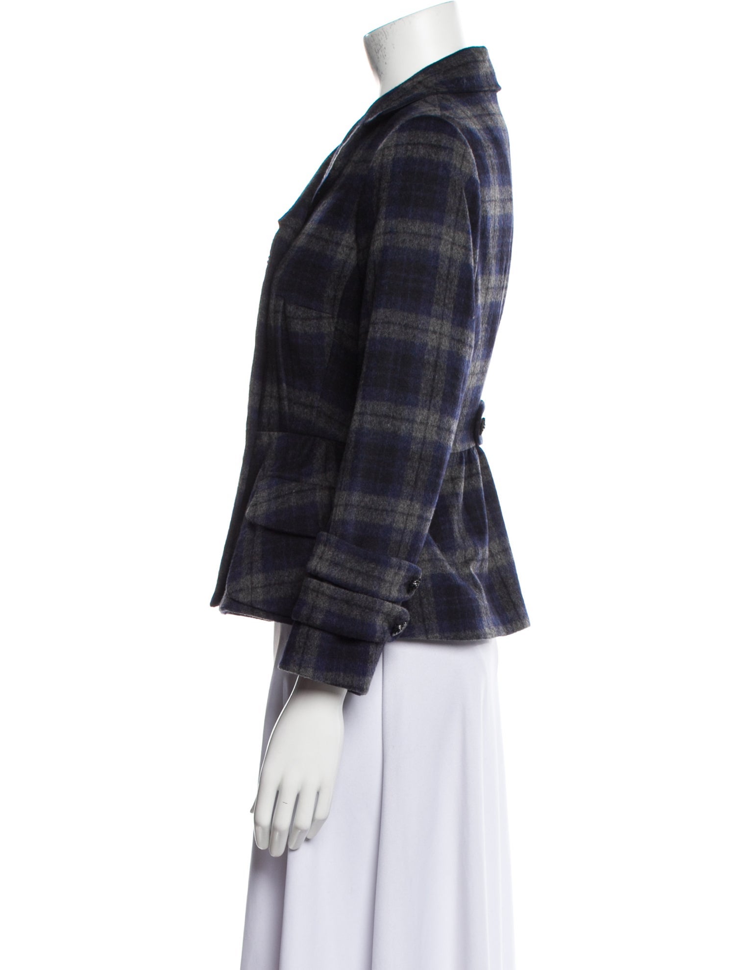 Peter Som Virgin Wool Plaid Print Evening Jacket