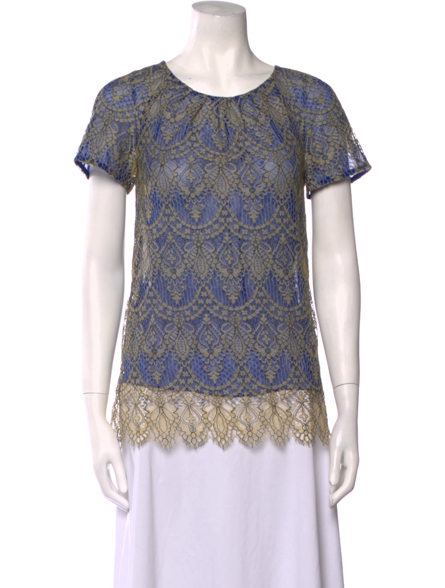 Peter Som Lace Pattern Scoop Neck T-Shirt