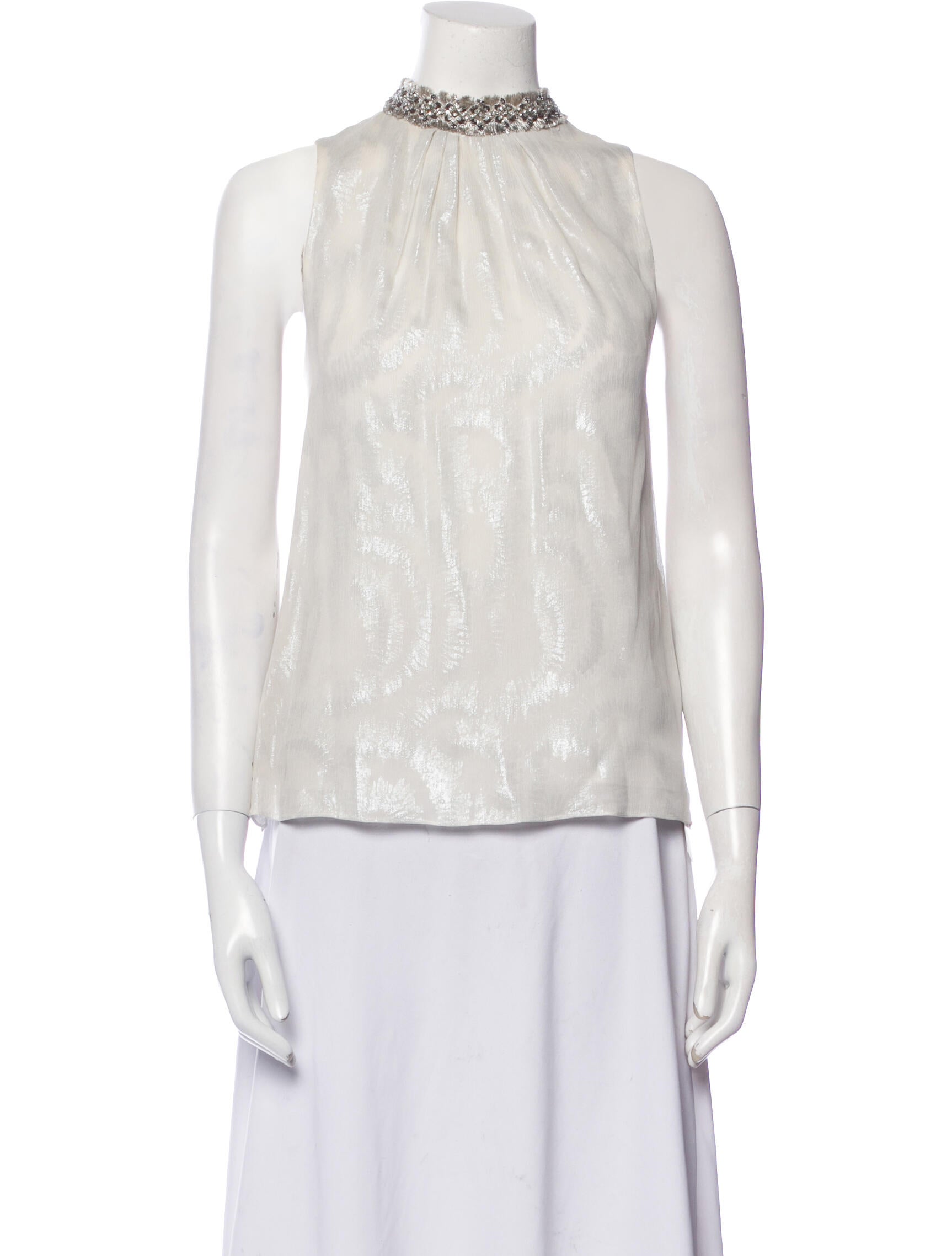 Peter Som Silk Mock Neck Top