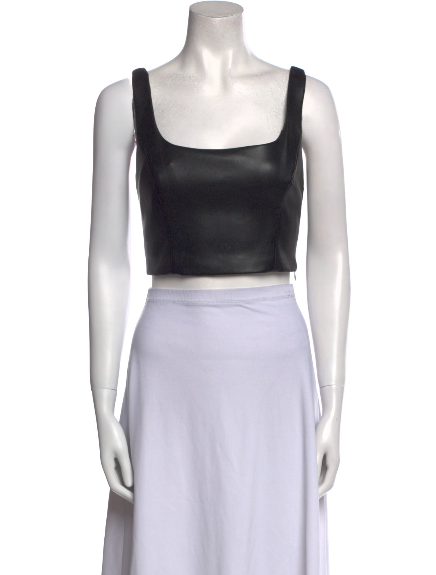 Peter Som Faux Leather Square Neckline Crop Top