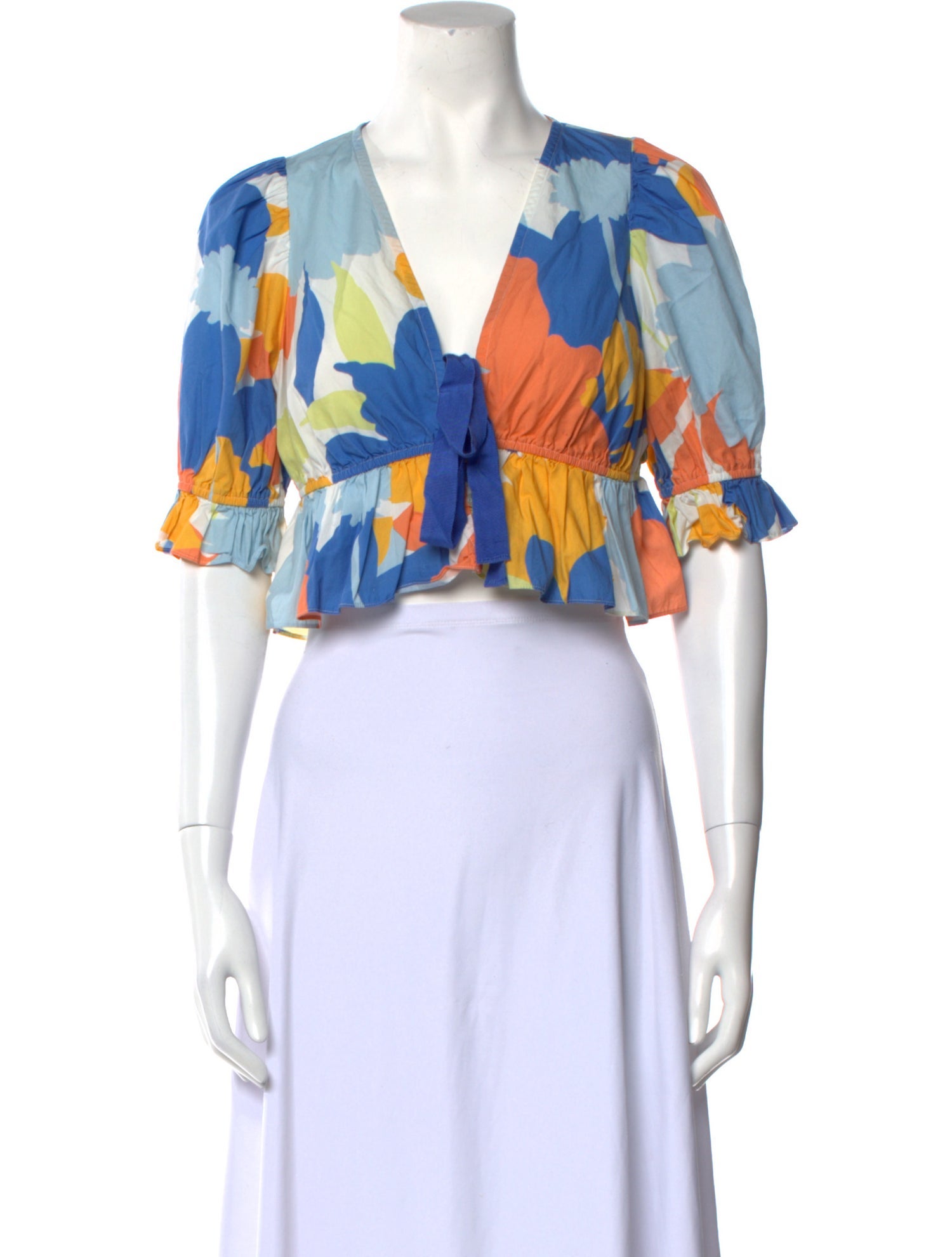 Peter Som Printed V-Neck Crop Top