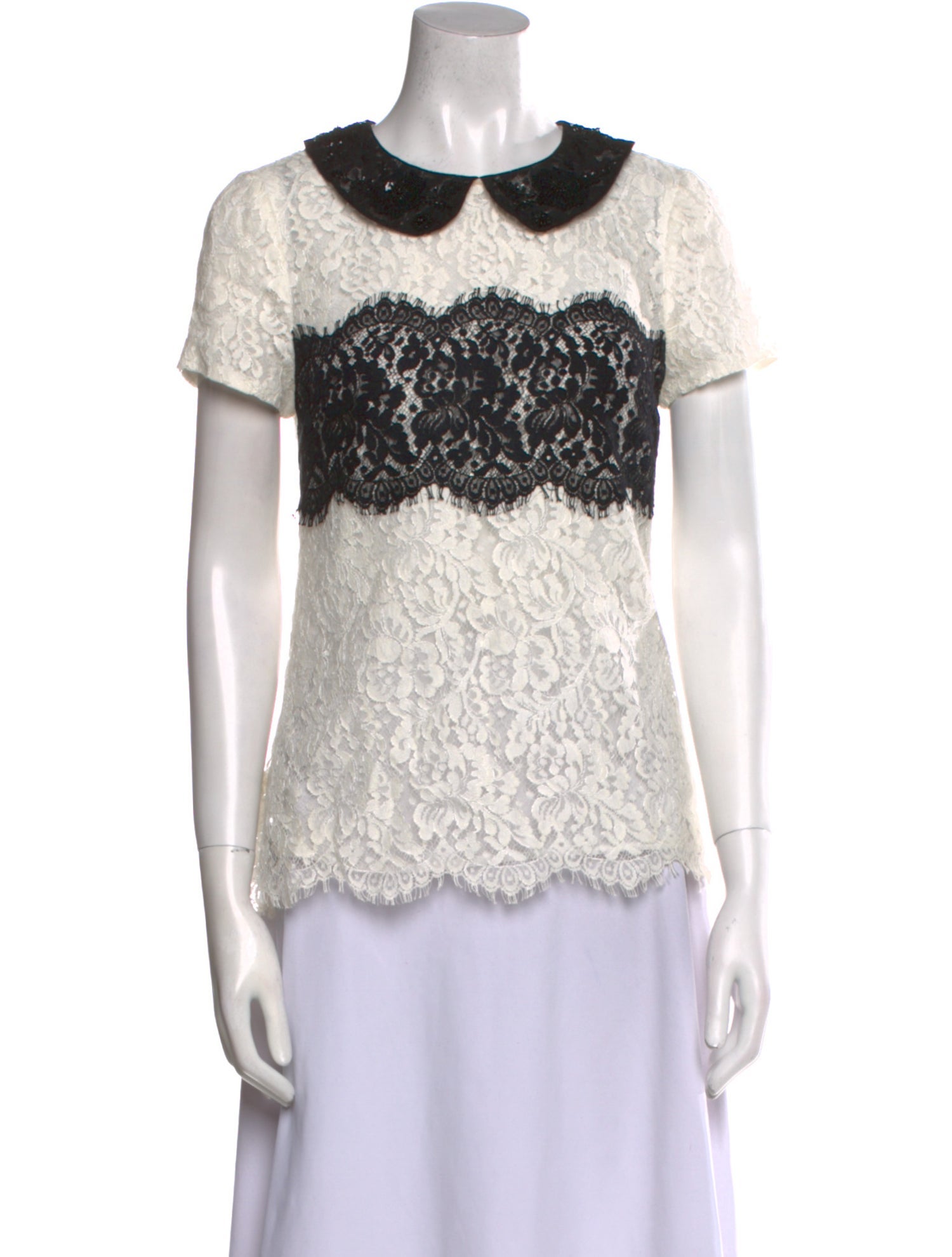 Peter Som Lace Pattern Crew Neck Top
