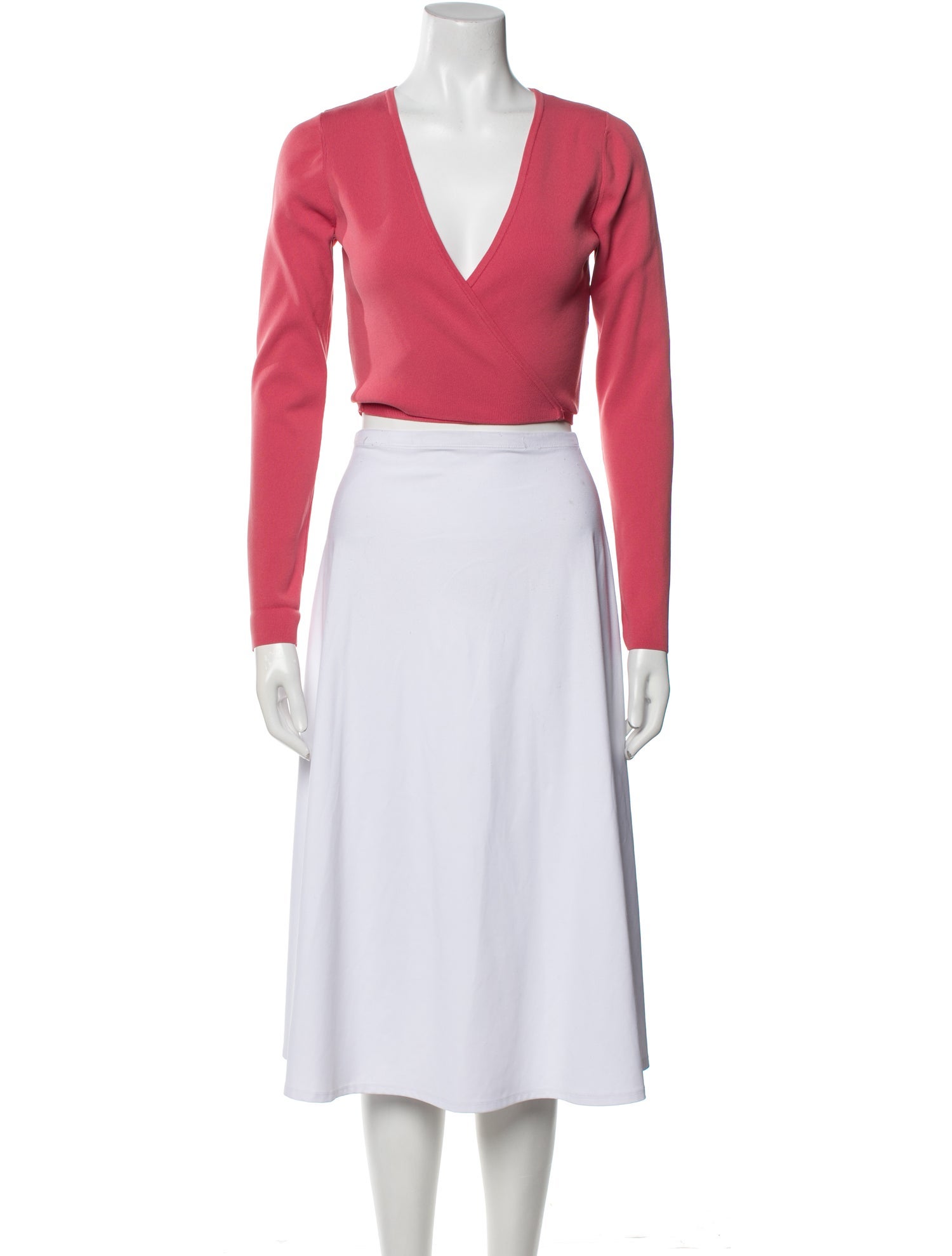 Peter Som V-Neck Long Sleeve Crop Top