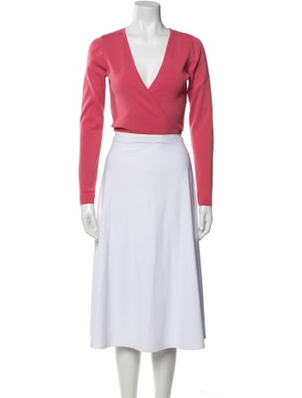 Peter Som V-Neck Long Sleeve Crop Top