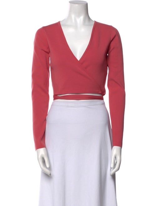 Peter Som V-Neck Long Sleeve Crop Top