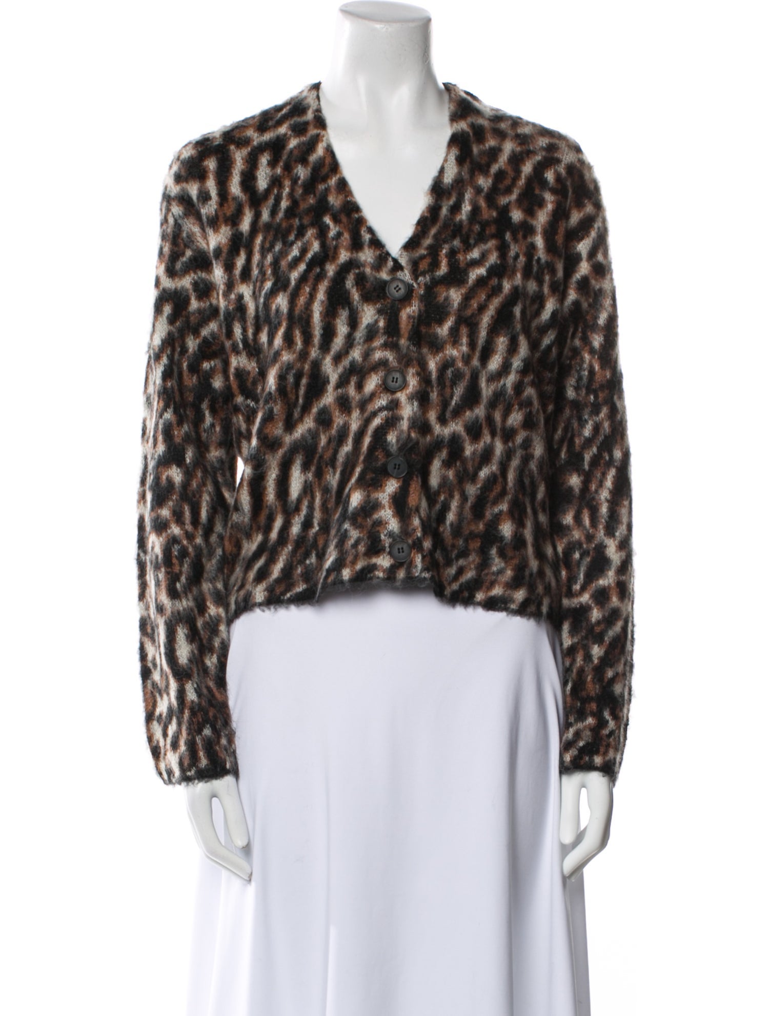 Peter Som Animal Print V-Neck Sweater