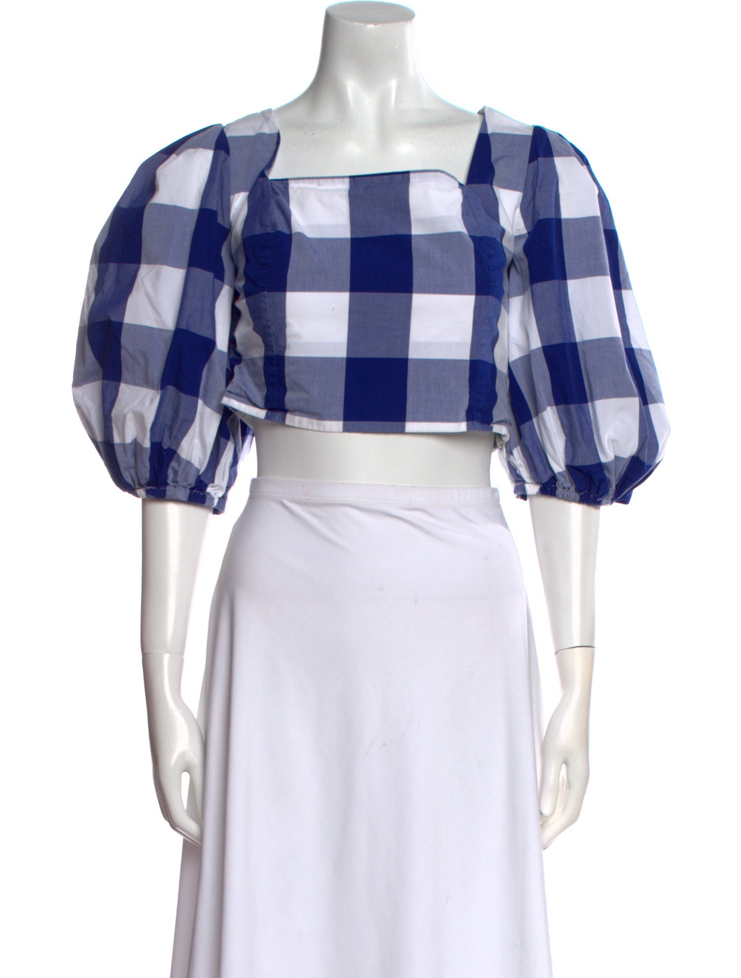 Peter Som Plaid Print Square Neckline Crop Top