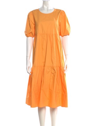 Pre-owned Peter Som Scoop Neck Midi Length Dress In Orange