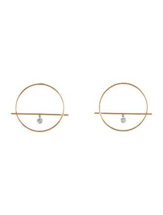 Persée 18K Diamond Fibule Circle Drop Earrings