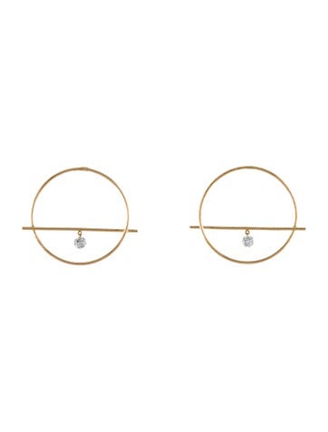 Persée Drop 18K Diamond Fibule Circle Earrings