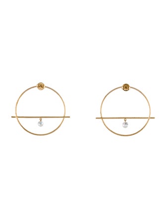 Persée 18K Diamond Fibule Circle Drop Earrings