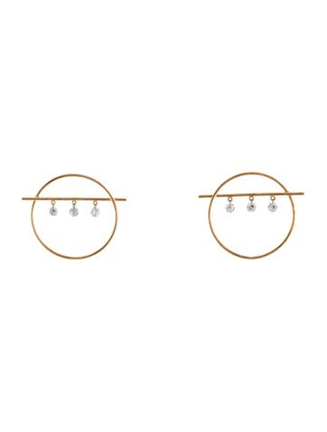 Persée Drop 18K Diamond 'Fibula' Hoop Earrings