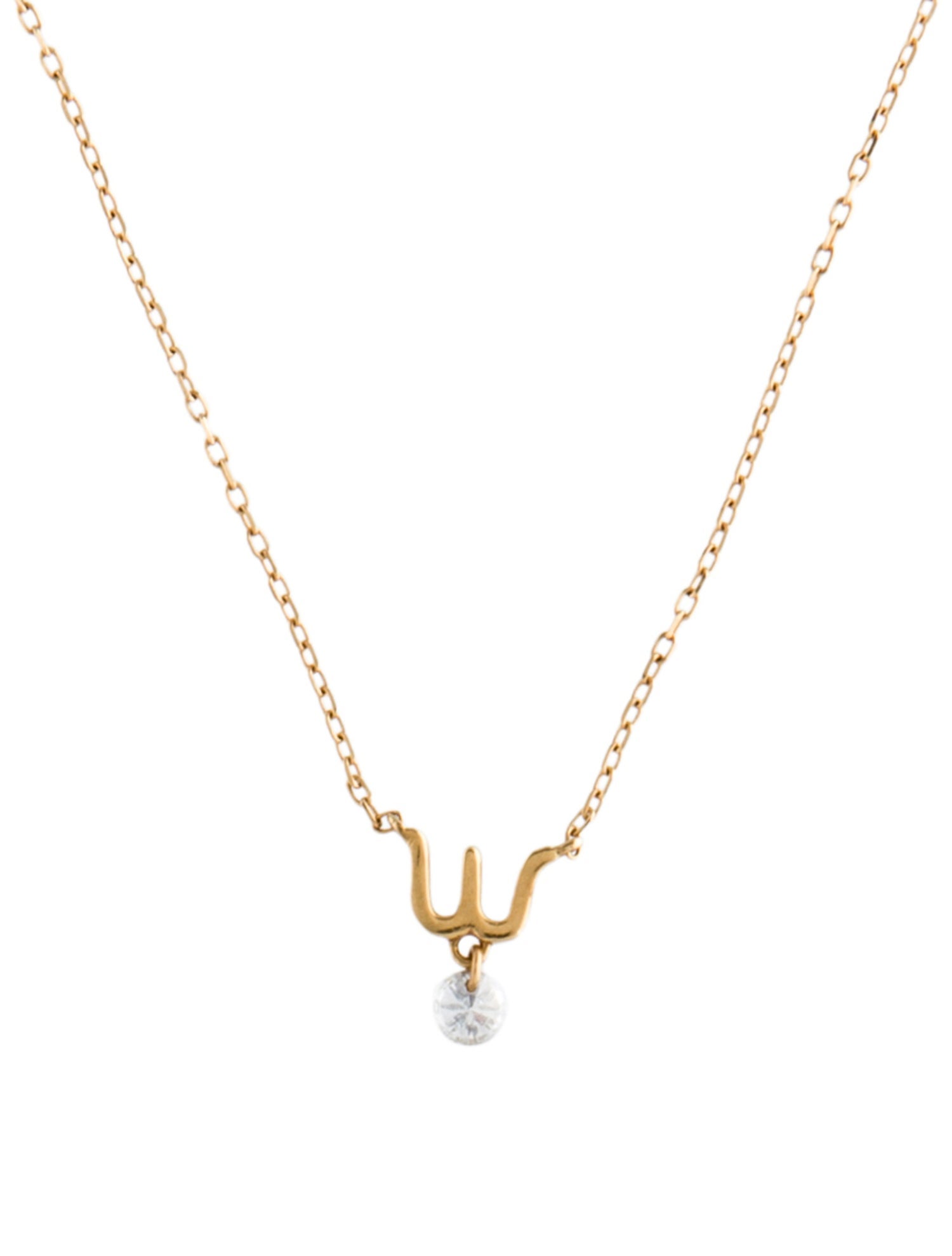 Persée 18K Diamond 'W' Alphabet Pendant Necklace