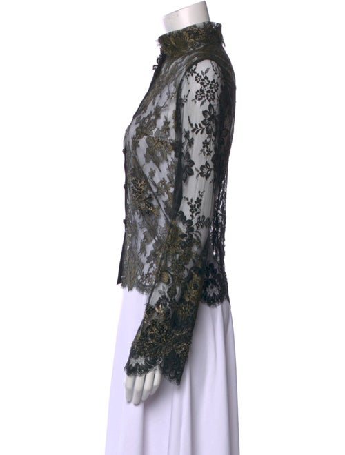 Peter Soronen Lace Pattern Mock Neck Blouse