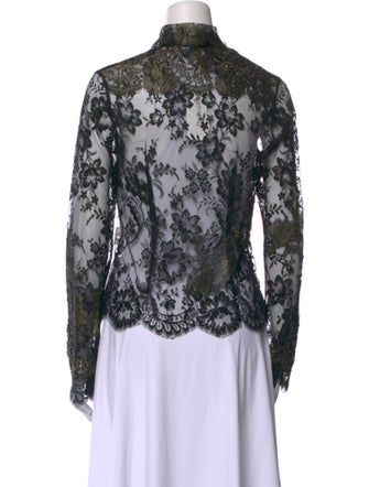 Peter Soronen Lace Pattern Mock Neck Blouse