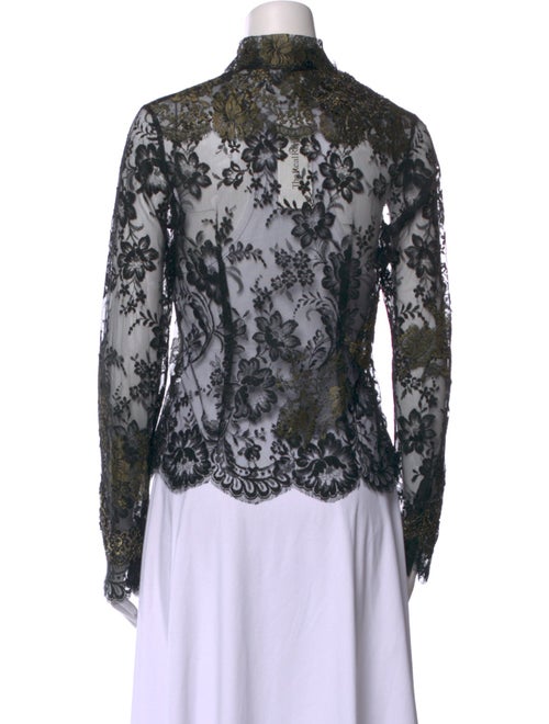 Peter Soronen Lace Pattern Mock Neck Blouse