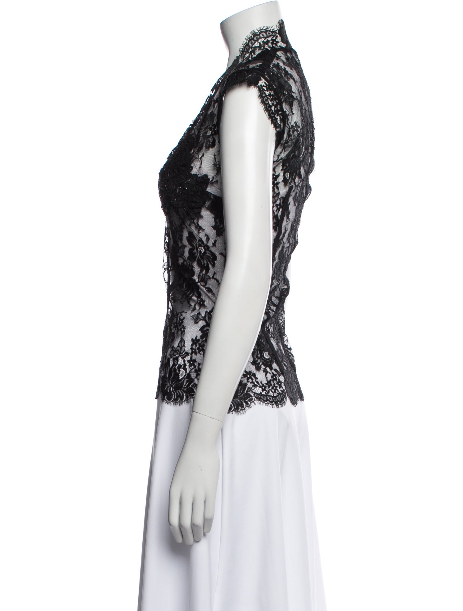 Peter Soronen Lace Pattern V-Neck Blouse