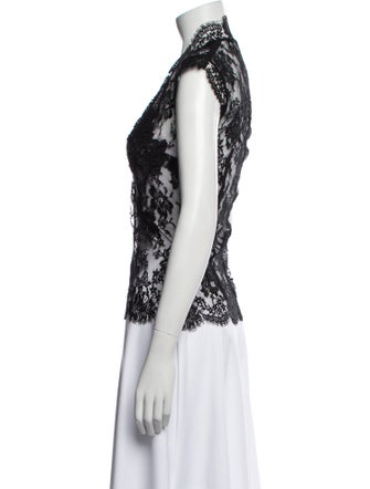 Peter Soronen Lace Pattern V-Neck Blouse