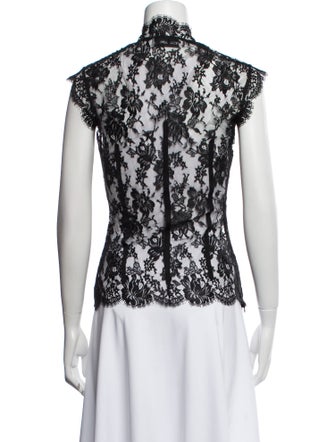 Peter Soronen Lace Pattern V-Neck Blouse