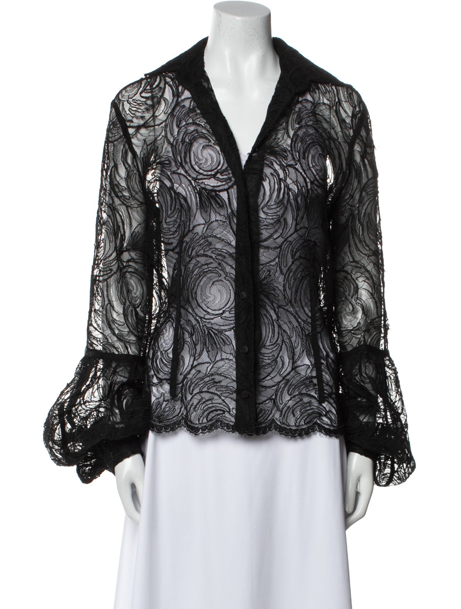 Peter Soronen Lace Pattern Long Sleeve Blouse