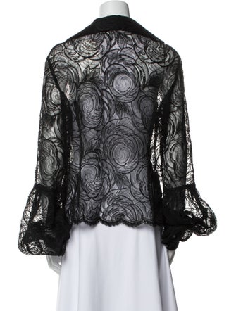 Peter Soronen Lace Pattern Long Sleeve Blouse