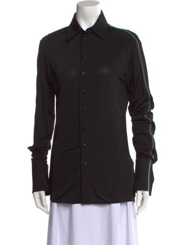 Pre-owned Peter Do Long Sleeve Button-up Top In Black