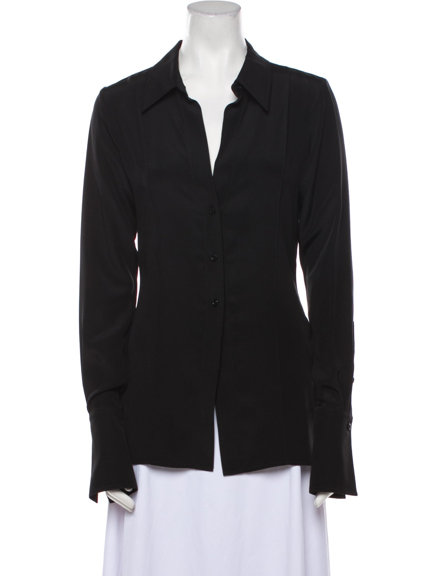 Peter Do Silk Long Sleeve Button-Up Top