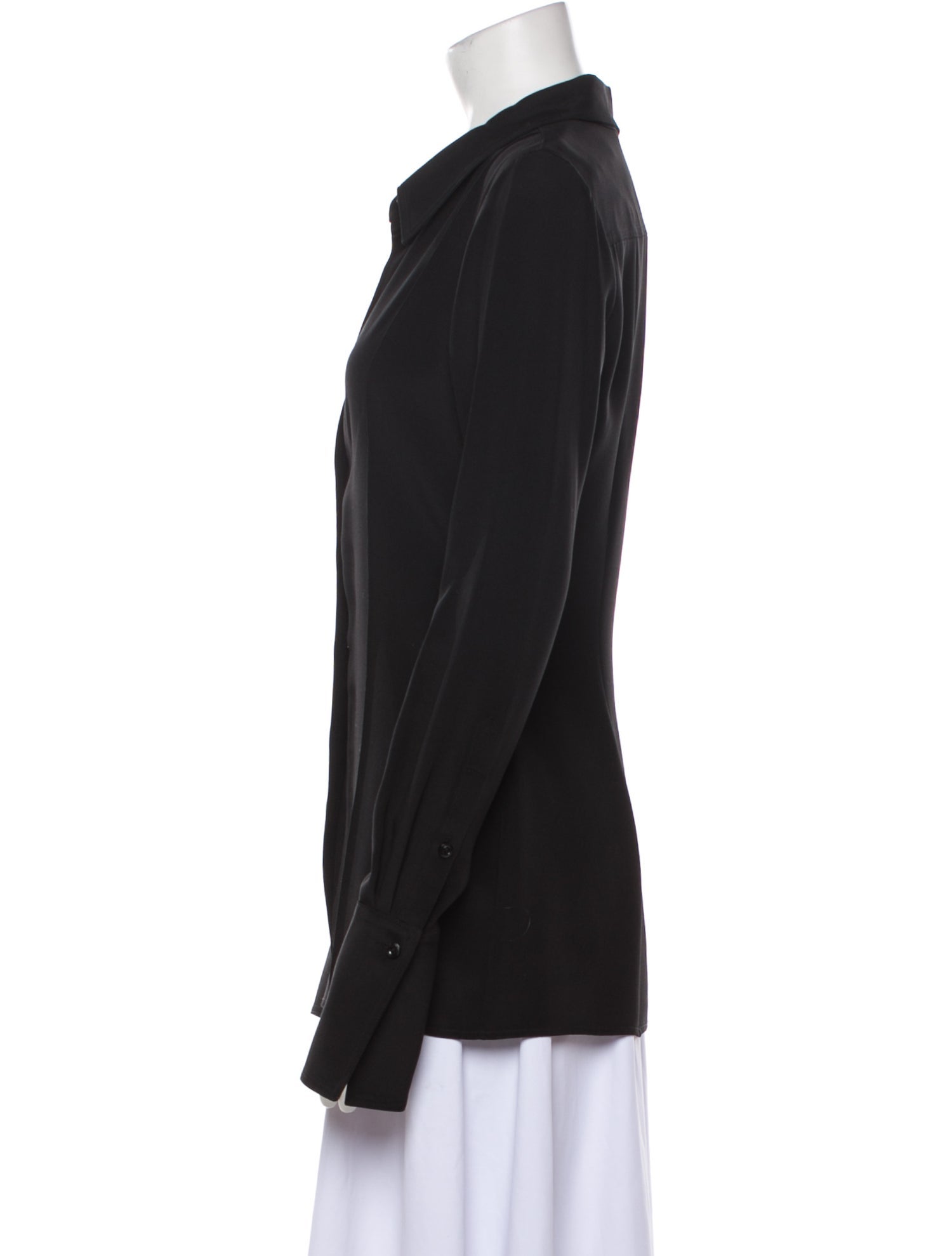 Peter Do Silk Long Sleeve Button-Up Top