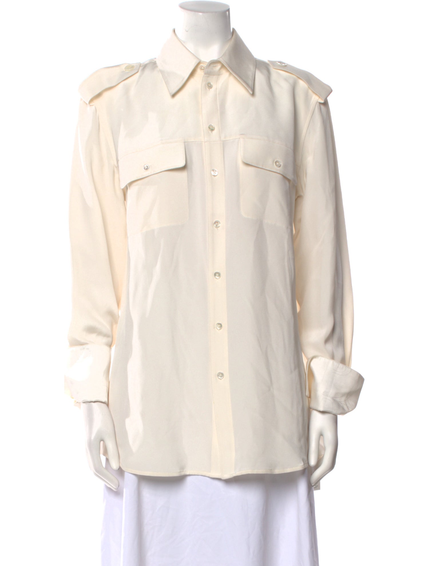 Peter Do Silk Long Sleeve Button-Up Top