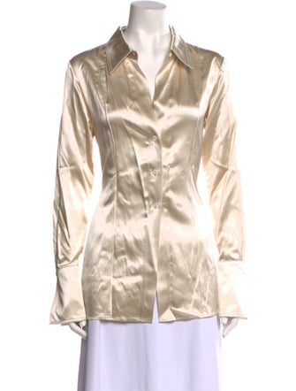 Peter Do Silk Long Sleeve Button-Up Top