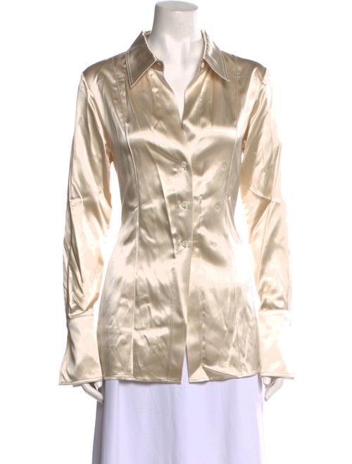 Peter Do Silk Long Sleeve Button-Up Top