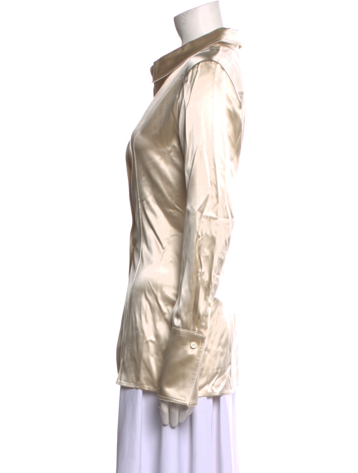 Peter Do Silk Long Sleeve Button-Up Top