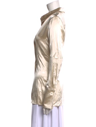 Peter Do Silk Long Sleeve Button-Up Top