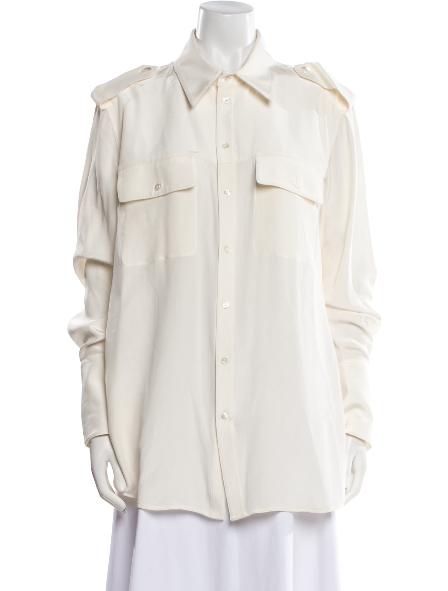 Peter Do Silk Long Sleeve Button-Up Top