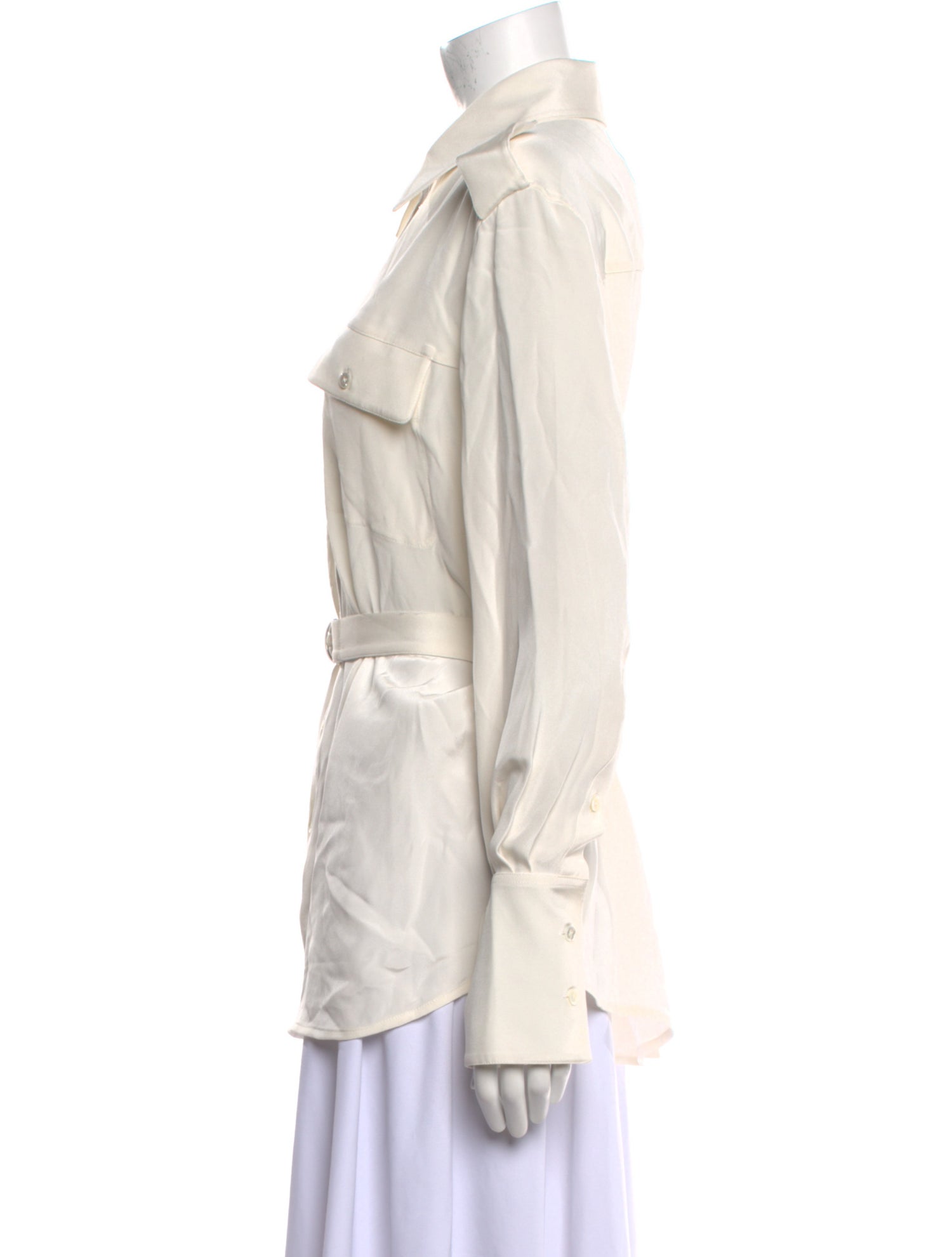 Peter Do Silk Long Sleeve Button-Up Top