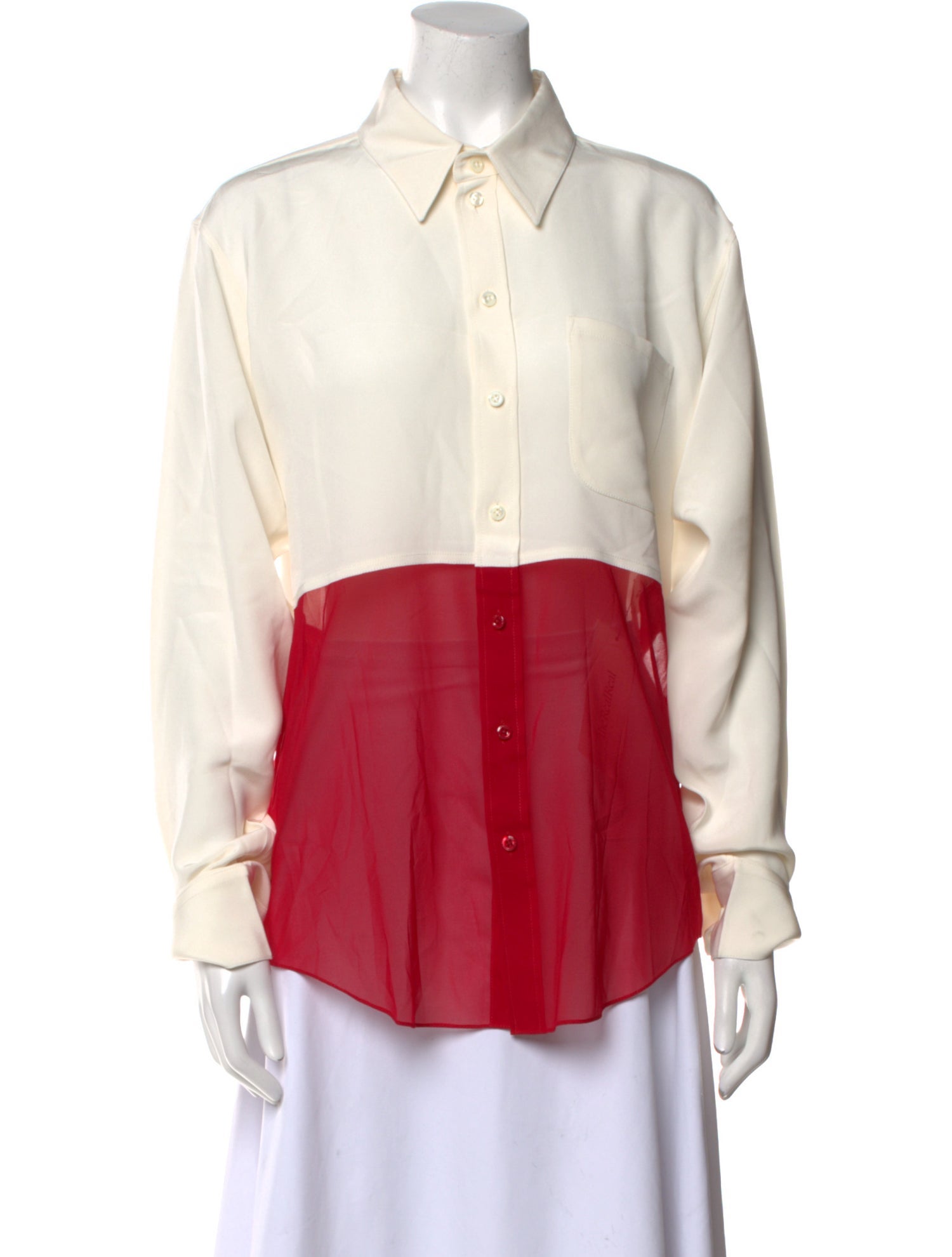 Peter Do Silk Long Sleeve Button-Up Top