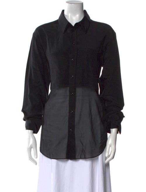 Peter Do Silk Three-Quarter Sleeve Button-Up Top